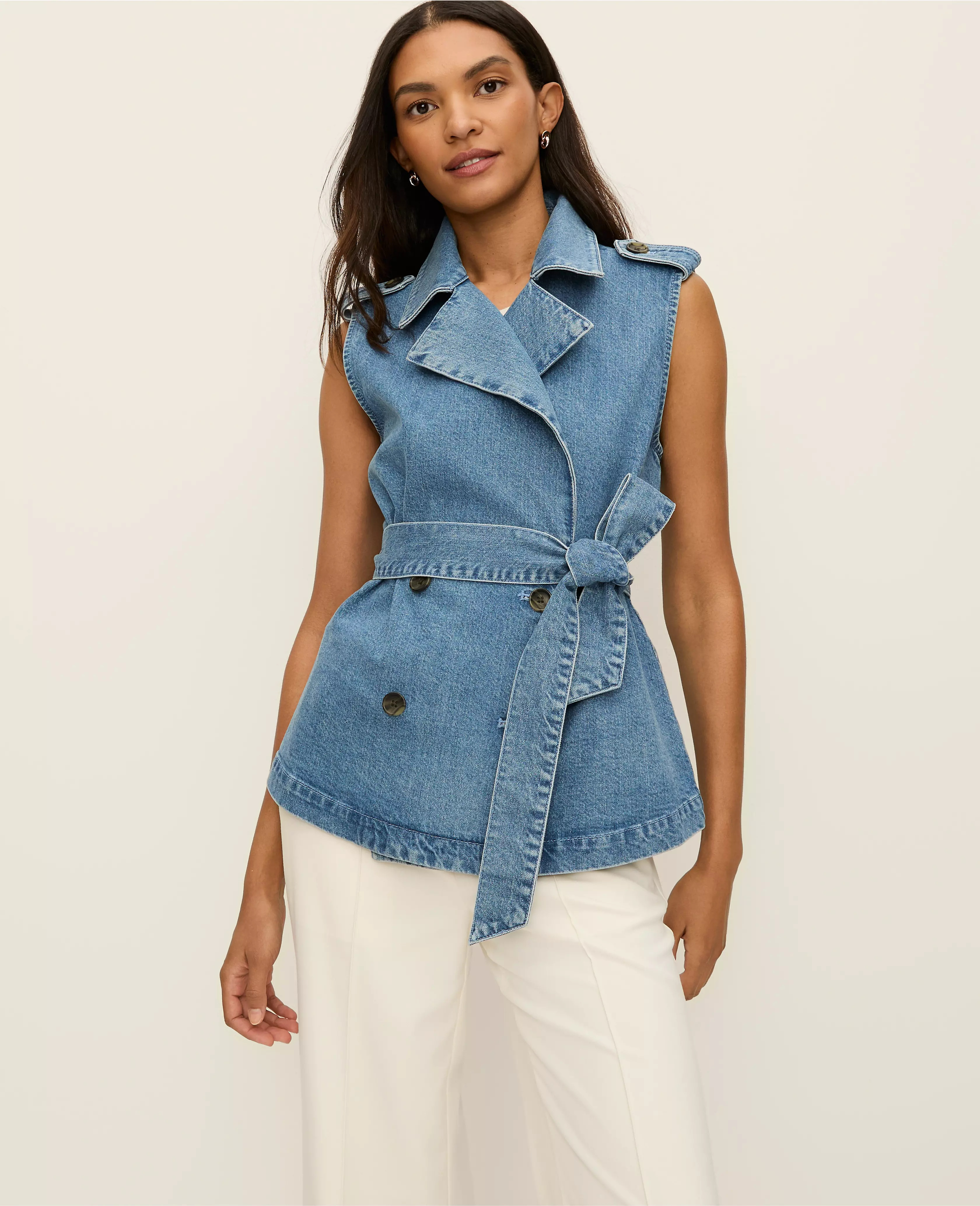 Belted Denim Vest | Ann Taylor