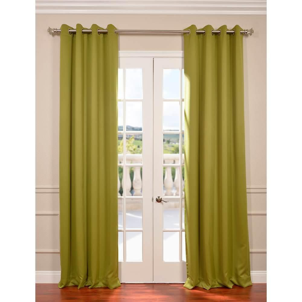 Exclusive Fabrics & Furnishings Semi-Opaque Moss Green Grommet Blackout Curtain - 50 in. W x 108 in. | The Home Depot