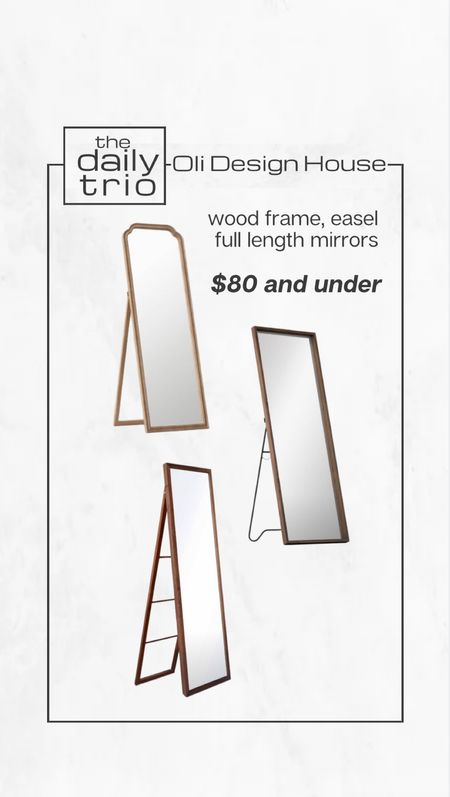 The daily trio…

3 full length mirrors on easel stands, wood finish framed mirrors, all under $80. 

Floor mirror, full length mirror, wood mirror, wood framed mirror, rectangle mirror, mens mirror, women’s mirror

#competition

#LTKstyletip #LTKhome #LTKFind