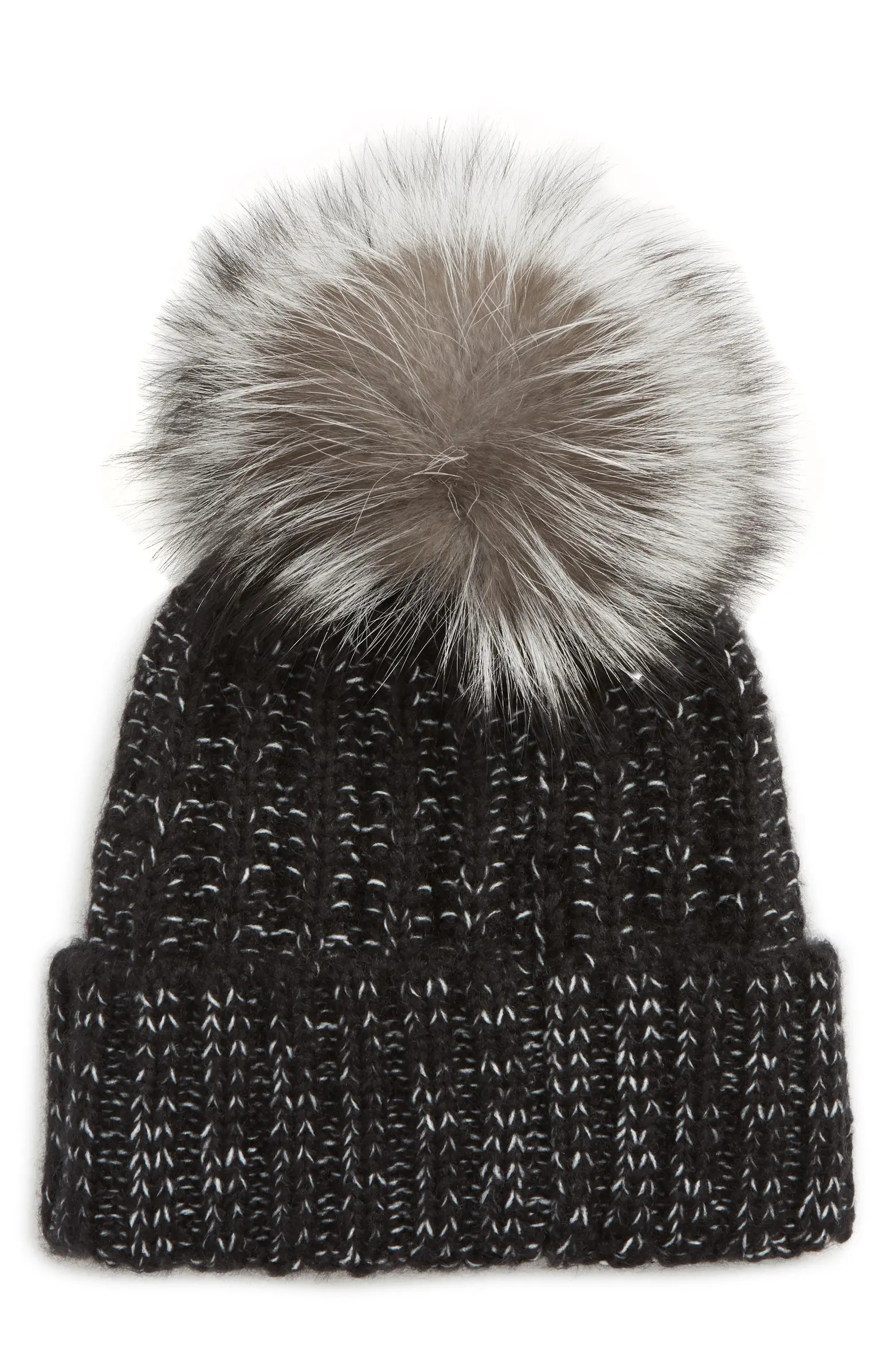 Beanie with Genuine Fox Fur Pom | Nordstrom