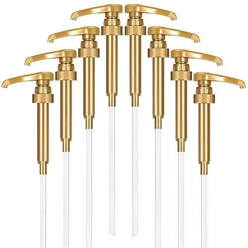 8 Pack Coffee Syrup Pump - Syrup Pump Dispenser for 750ml Bottles |Gold Syrup Pumps for Coffee Bar, Fits Top Brands Syrup Bottles |No Leak Lock Pump for Syrup Bottle |Portion Control Coffee Syrup Pump | Amazon (US)
