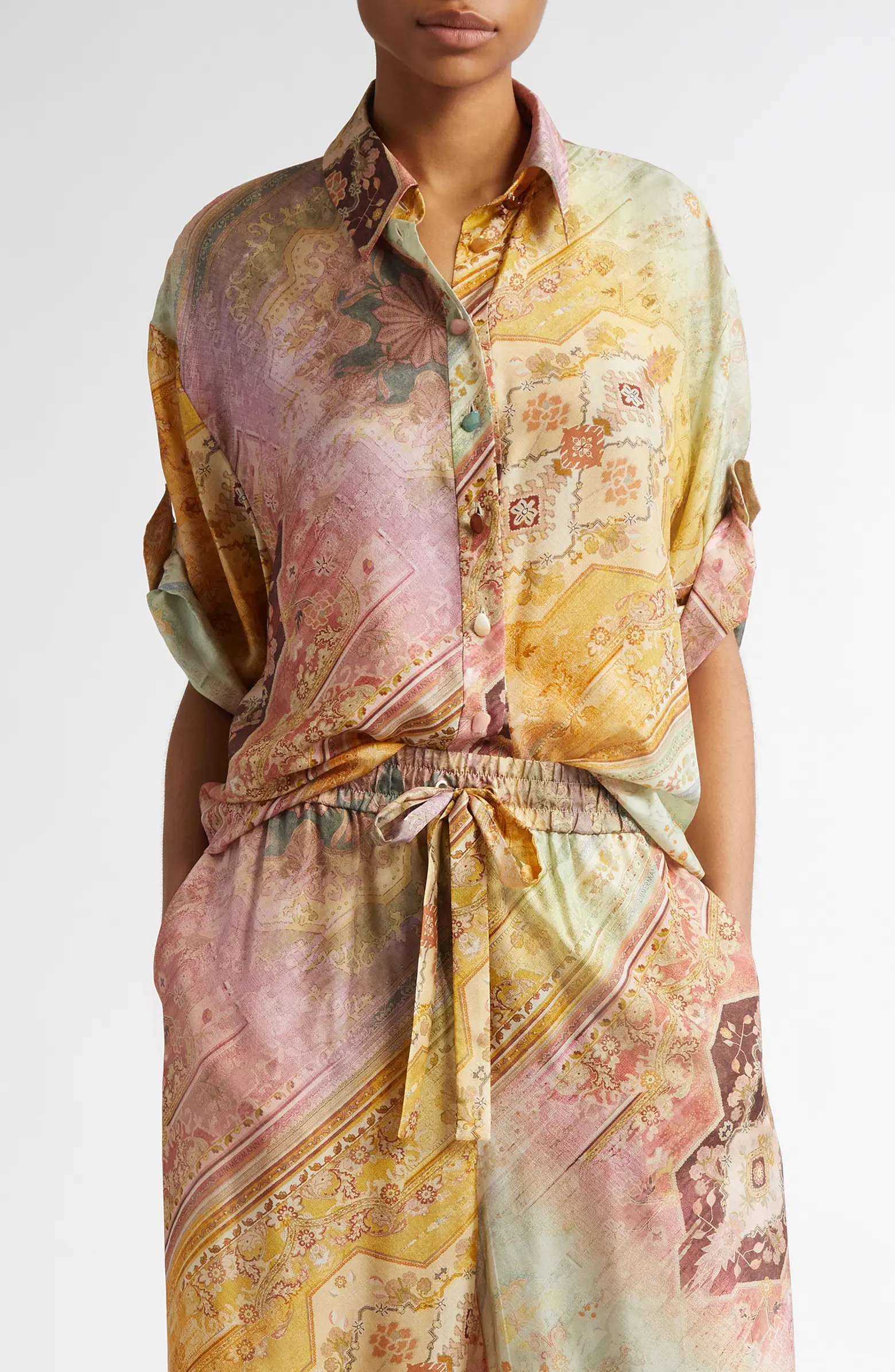 Tallow Relaxed Silk Button-Up Shirt | Nordstrom