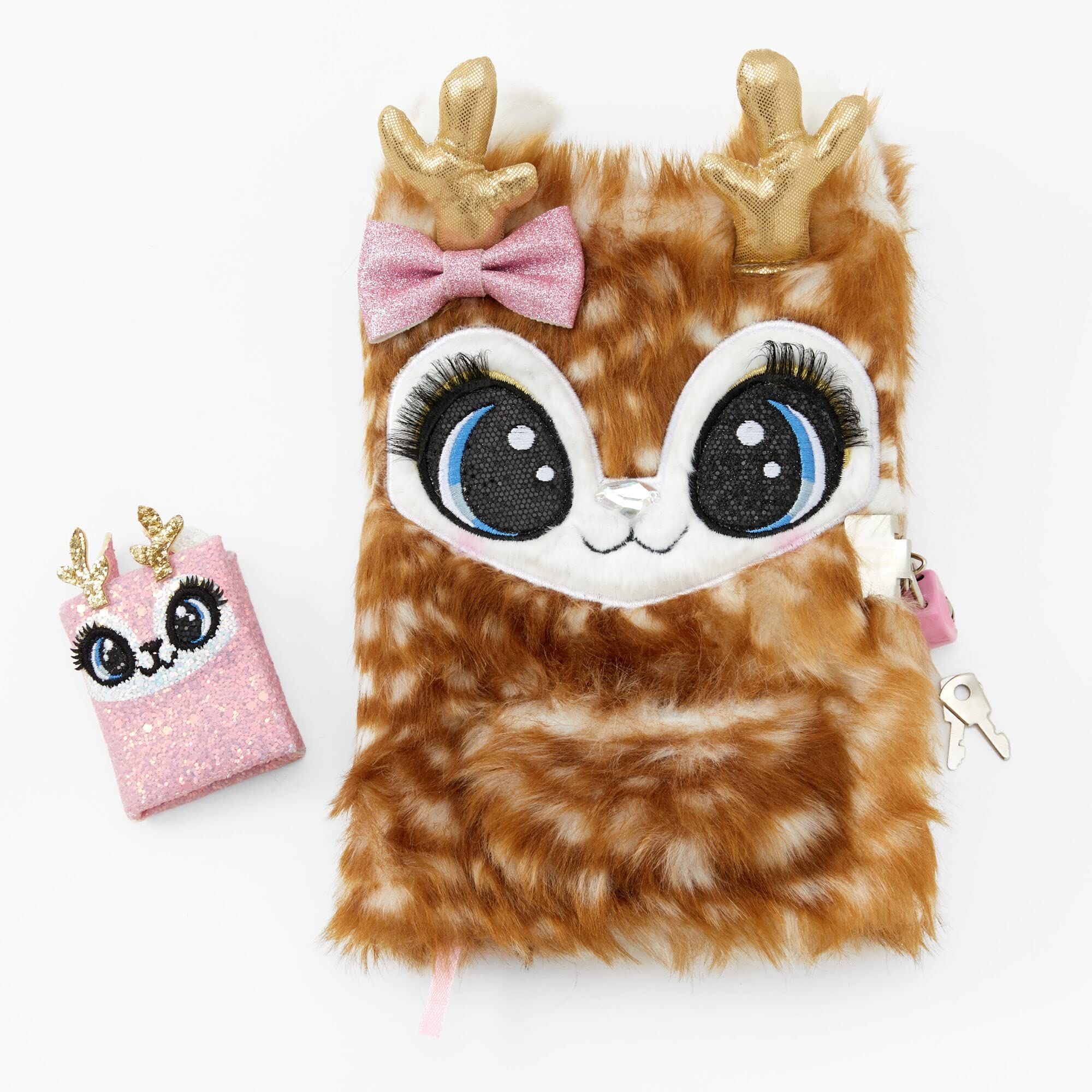 Claire's Fuzzy Deer Plush Lock Secret Diary Journal | Amazon (US)