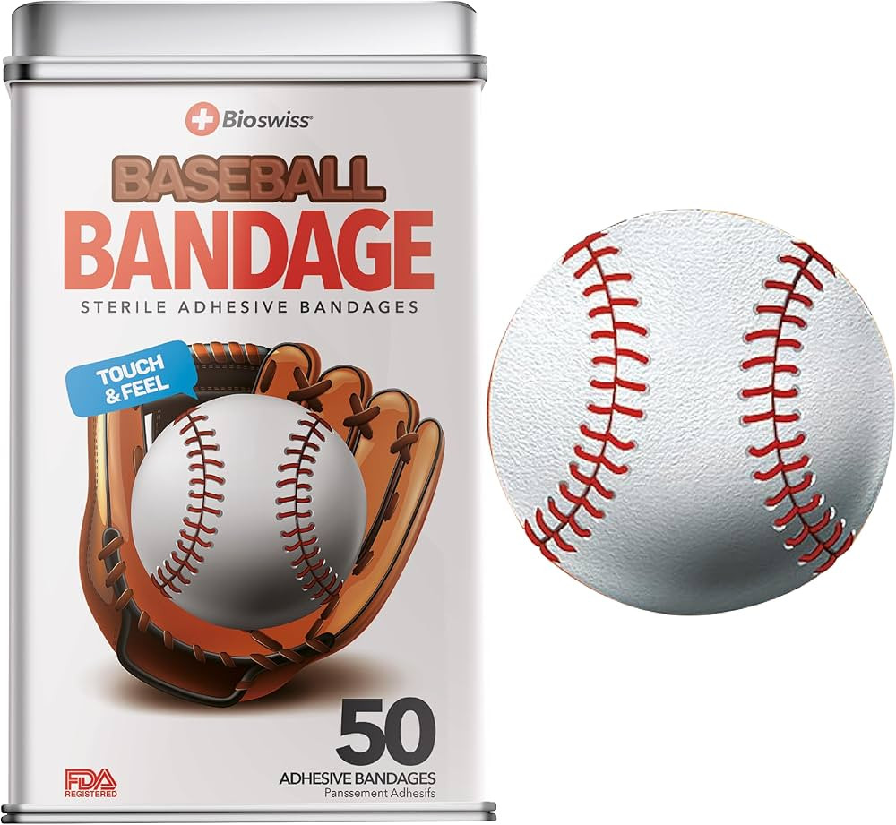 BioSwiss Kids Bandages, Baseball Shaped Self Adhesive Bandage Set, Latex Free, Sterile Wound Care... | Amazon (US)