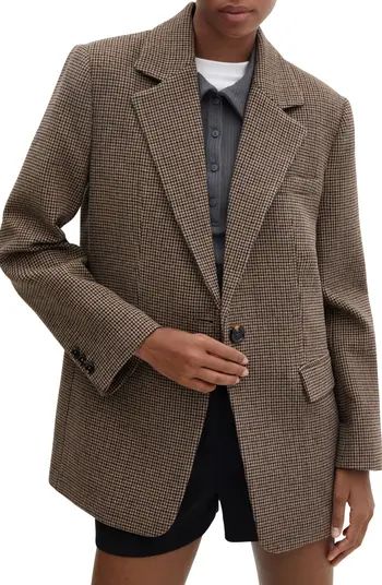 MANGO Houndstooth One-Button Suit Blazer | Nordstrom | Nordstrom