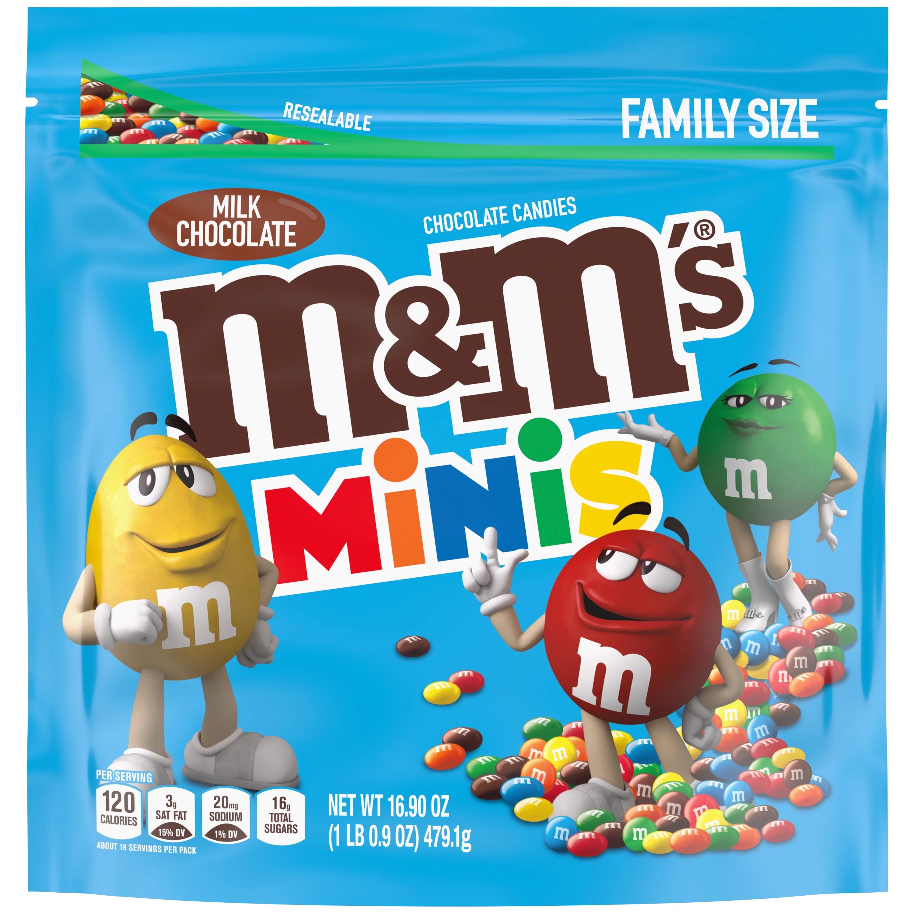 M&M's Minis Milk Chocolate Candy, Family Size - 16.9 oz Bulk Bag | Walmart (US)