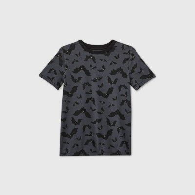 Boys' Halloween Short Sleeve 'Bats' Graphic T-Shirt - Cat & Jack™ Gray | Target