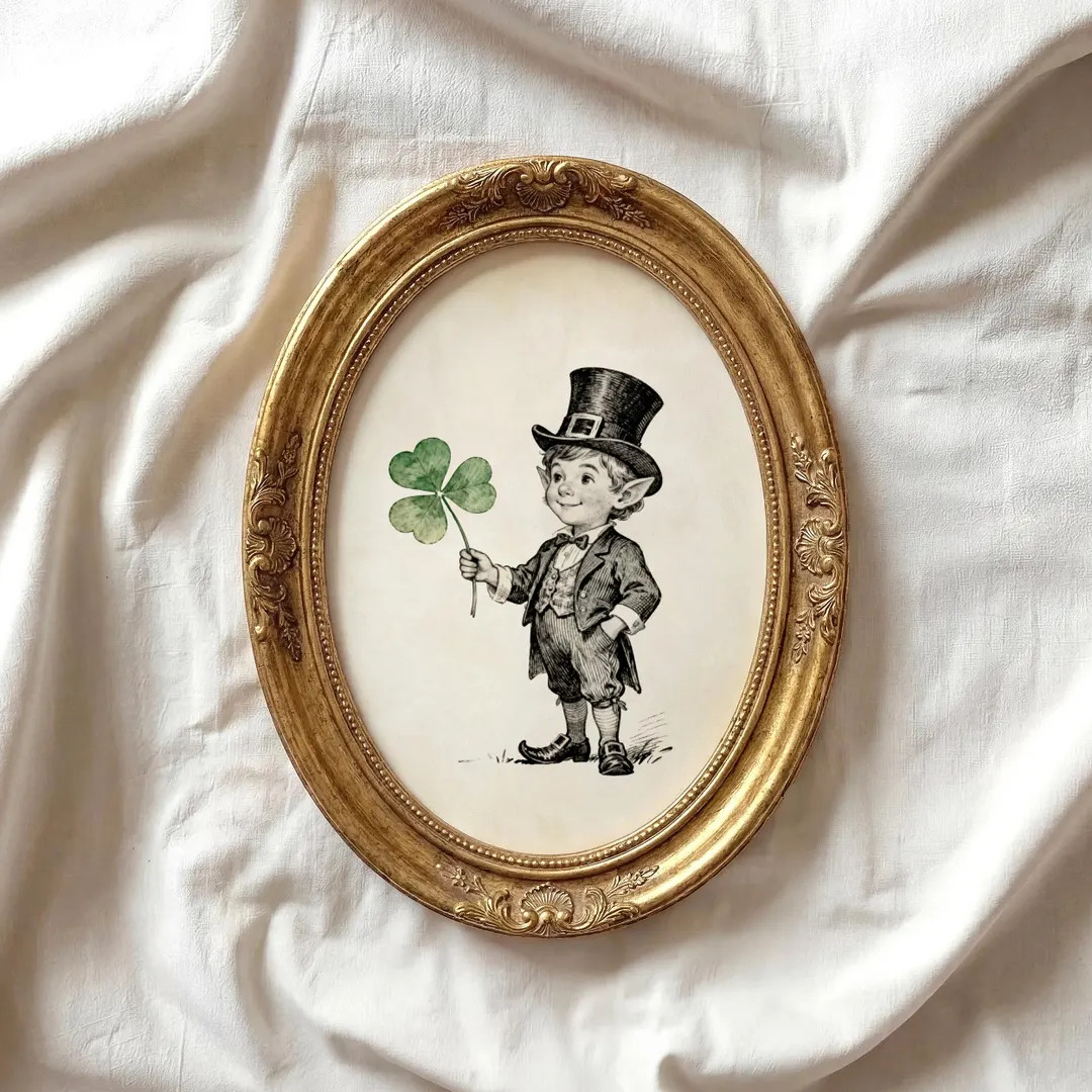 Vintage St Patrick’s Day Wall Art, Irish Storybook Illustration, Clover Shamrock Decor, Cottage... | Etsy (US)