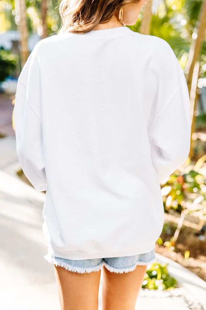 Vacay White Corded Embroidered Sweatshirt | The Mint Julep Boutique