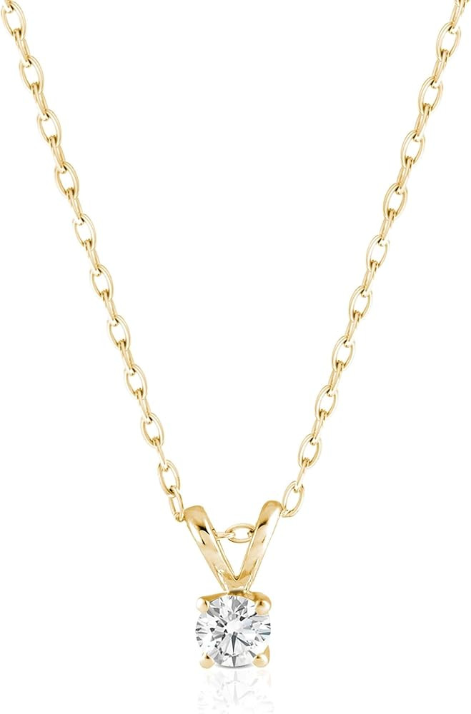 Amazon Essentials IGI Certified 0.25 Carat Solitaire Lab Grown Diamond Pendant Necklace in Solid ... | Amazon (US)