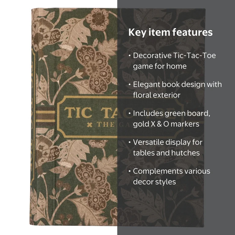 Home Decor Collection Sterling & Noble Home Green Floral Tic Tac Toe Game Set Book | Walmart (US)