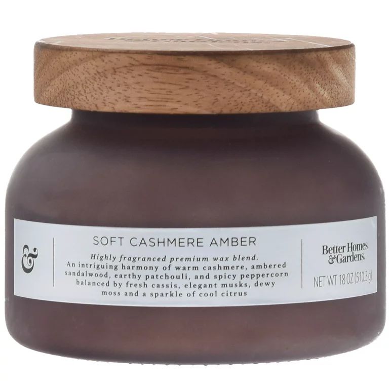 Better Homes & Gardens 18oz Soft Cashmere Amber Scented 2-Wick Frosted Bell Jar Candle - Walmart.... | Walmart (US)