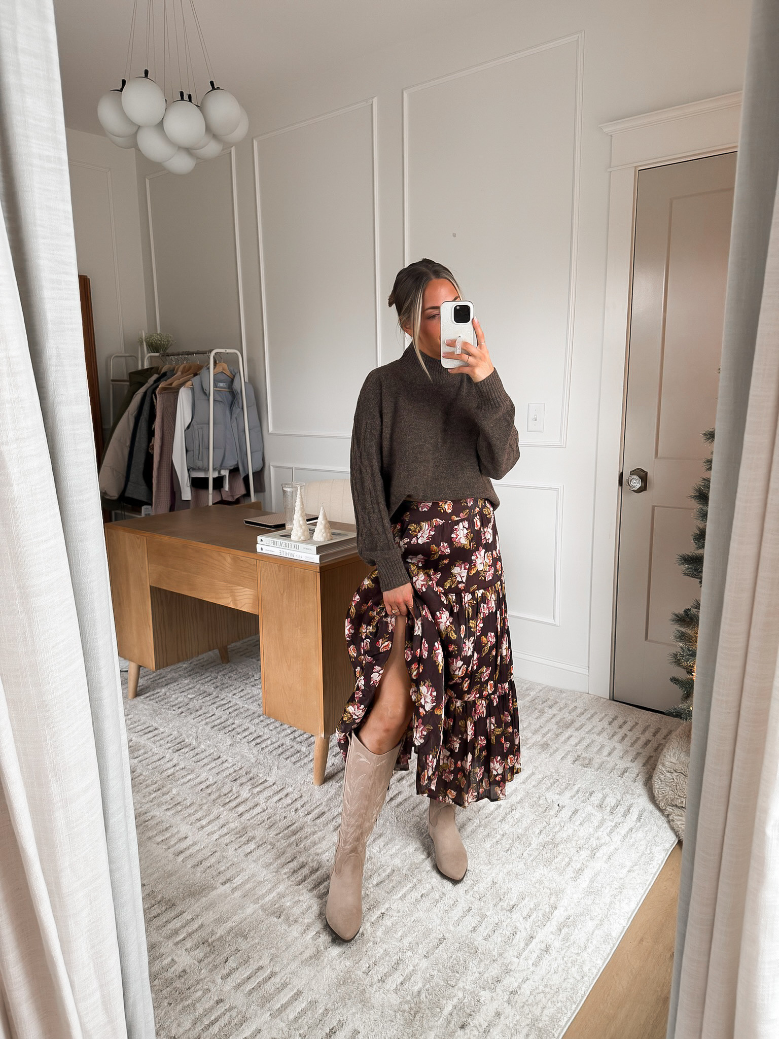 Floral skirt paired with some boots! 🤎

A great winter outfit that can be layered with tights or leggings if you need some extra warmth! TTS XS! 

#LTKFindsUnder100 #LTKSeasonal #LTKStyleTip