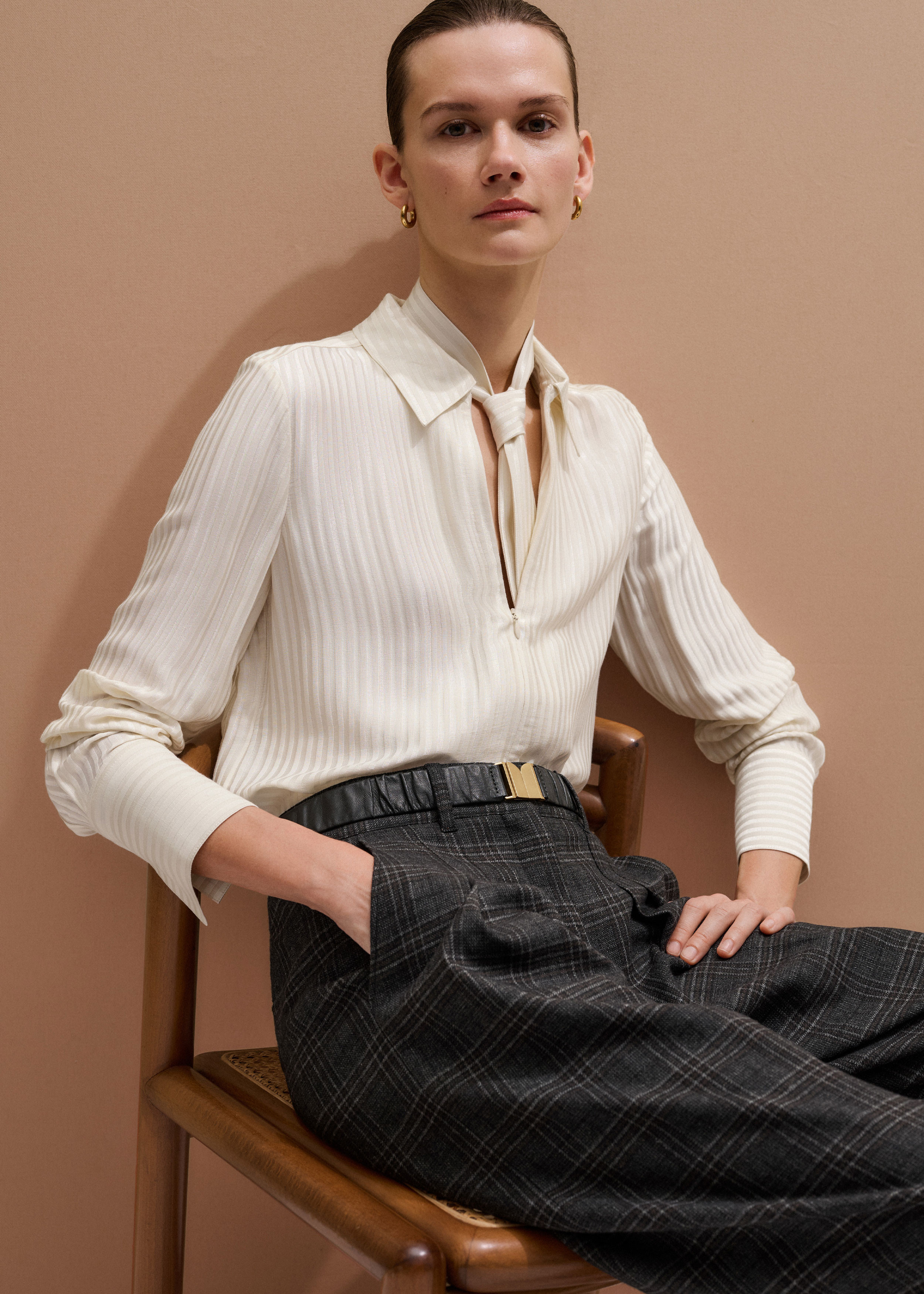 AM-PM Shirt + Tie Tonal Stripe Satin | ME+EM Global (Excluding US)