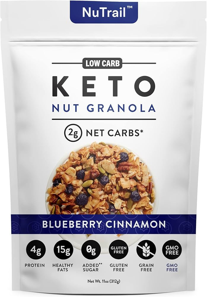 NuTrail - Keto Blueberry Nut Granola Healthy Breakfast Cereal - Low Carb Snack Food - 2g Net Carb... | Amazon (US)