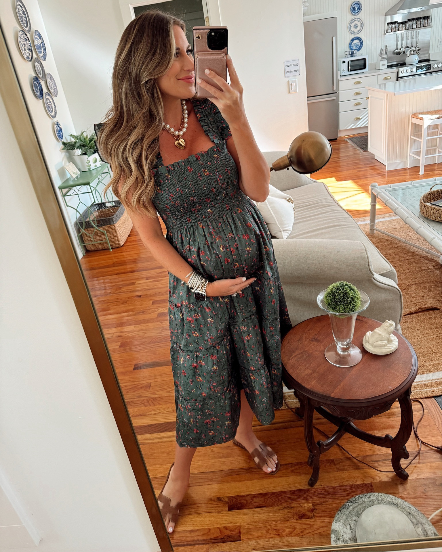 In a small Shop Hill House Ellie nap dress, sandals, necklaces and accessories- all fits TTS.

#LTKBump #LTKSeasonal #LTKStyleTip