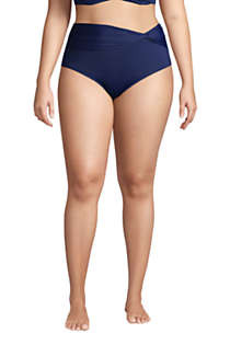 Women's Plus Size Chlorine Resistant Twist Front Retro High Waisted Bikini Bottoms | Lands' End (US)