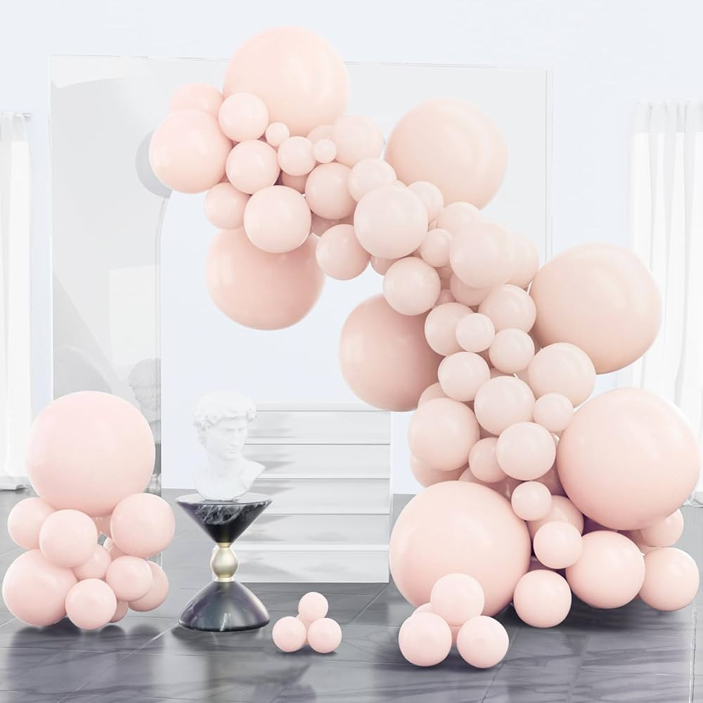 PartyWoo Pale Pink Balloons, 100 pcs Pink Balloons Different Sizes Pack of 18 Inch 12 Inch 10 Inc... | Amazon (US)