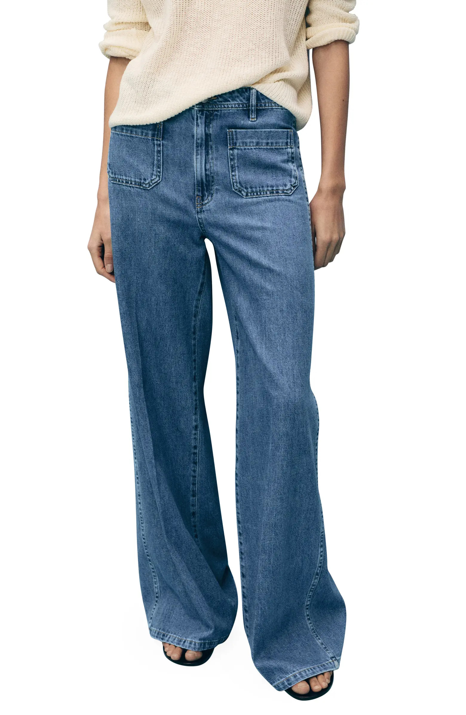 Patch Pocket High Waist Wide Leg Jeans | Nordstrom