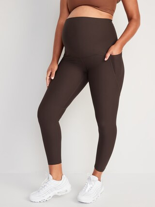 Maternity Full-Panel PowerSoft Side-Pocket 7/8-Length Leggings | Old Navy (US)