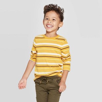 Toddler Boys' Striped Long Sleeve T-Shirt - Cat & Jack™ Yellow | Target