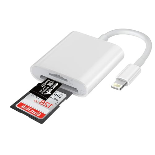 Apple MFi Certified Lightning to SD Card Reader for iPhone, Dual Card Slot Memory Card Reader for iPhone, Supports SD/TF Cards Trail Game Camera Viewer, Portable Micro SD Card Reader for iPhone | Amazon (US)