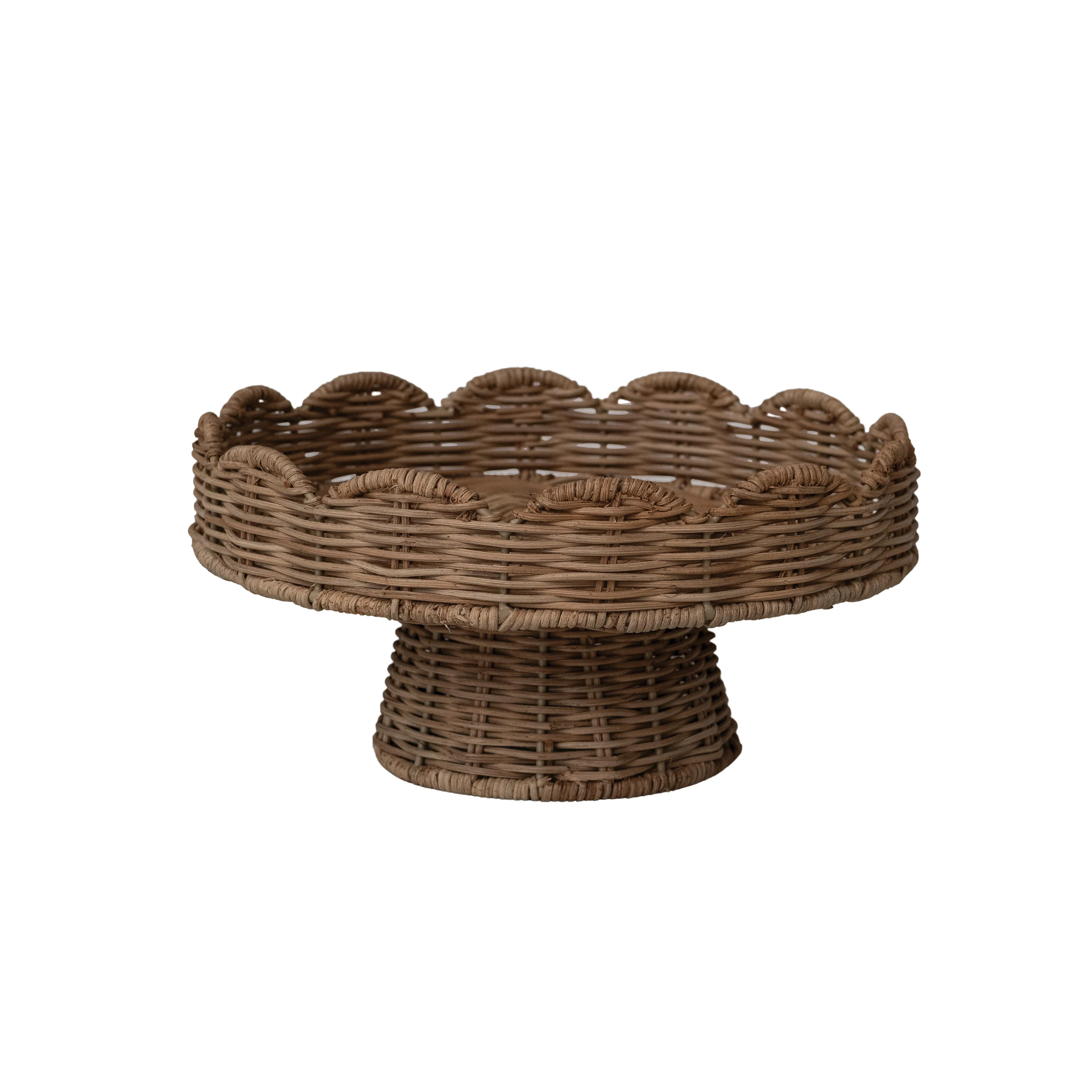 Hand-Woven Rattan Scalloped Pedestal, Multicolor | Wayfair North America