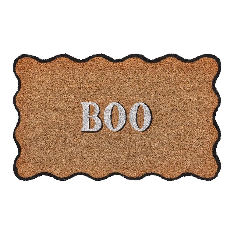 My Texas House Natural/Multicolor Scallop Boo Outdoor Coir Doormat, 30" x 48" | Walmart (US)