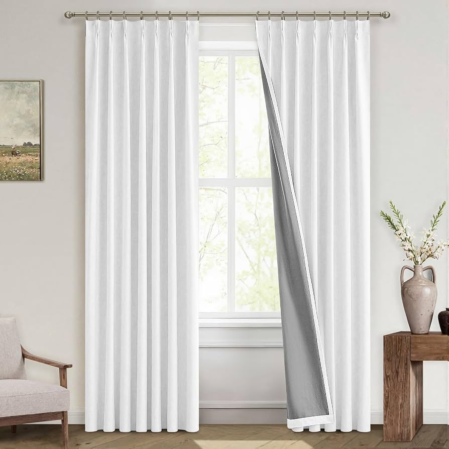 MIULEE Linen Pinch Pleated 100% Blackout Curtains for Bedroom 90 Inch Long 2 Panels Set - Back Ta... | Amazon (US)