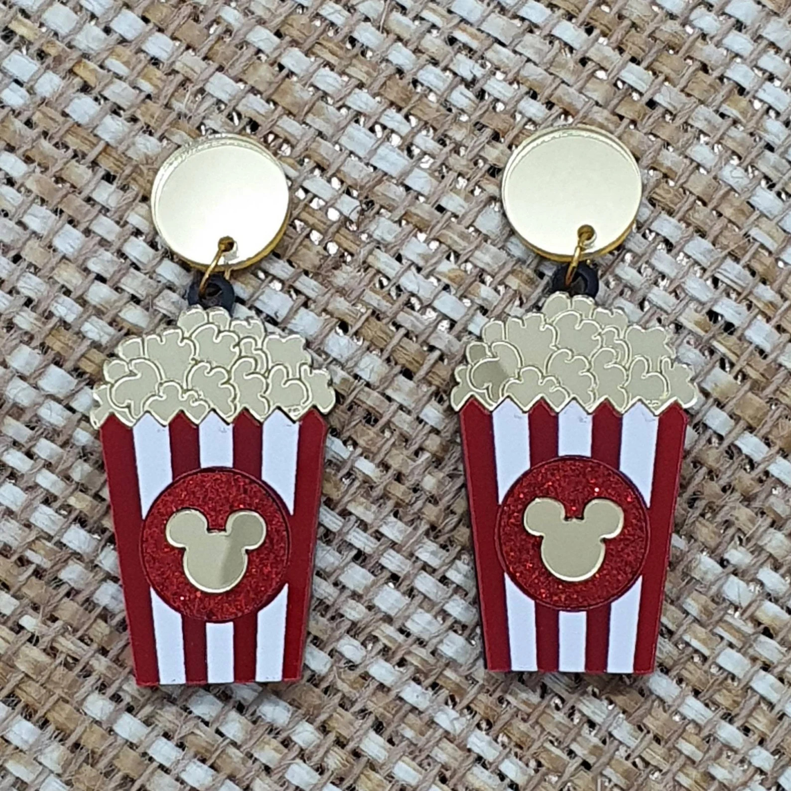 Mickey Mouse Inspired Laser Cut Popcorn Box Earrings - Etsy | Etsy (US)