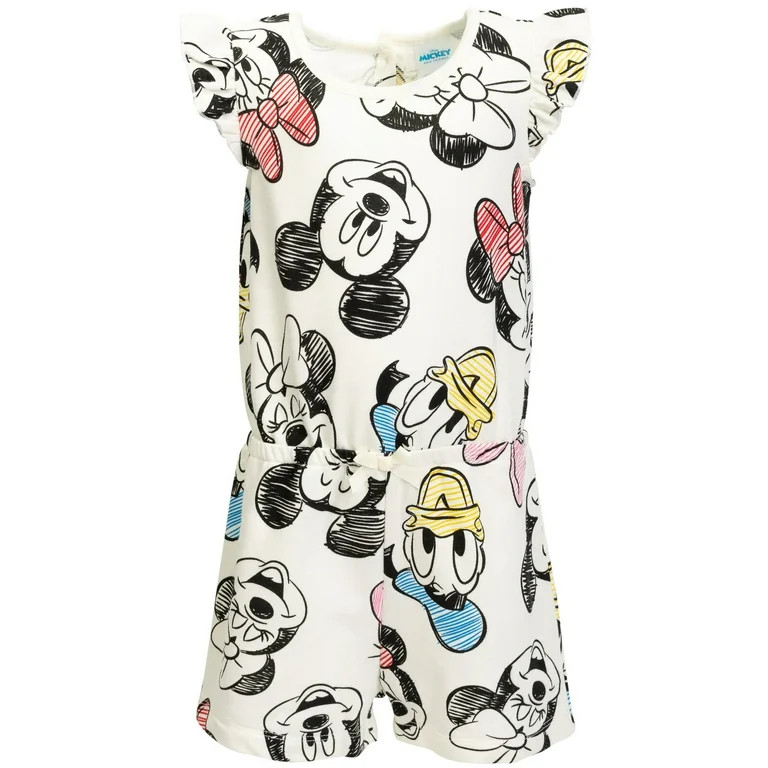 Disney Mickey Mouse Donald Duck Daisy Duck Little Girls French Terry Romper Toddler to Big Kid - ... | Walmart (US)