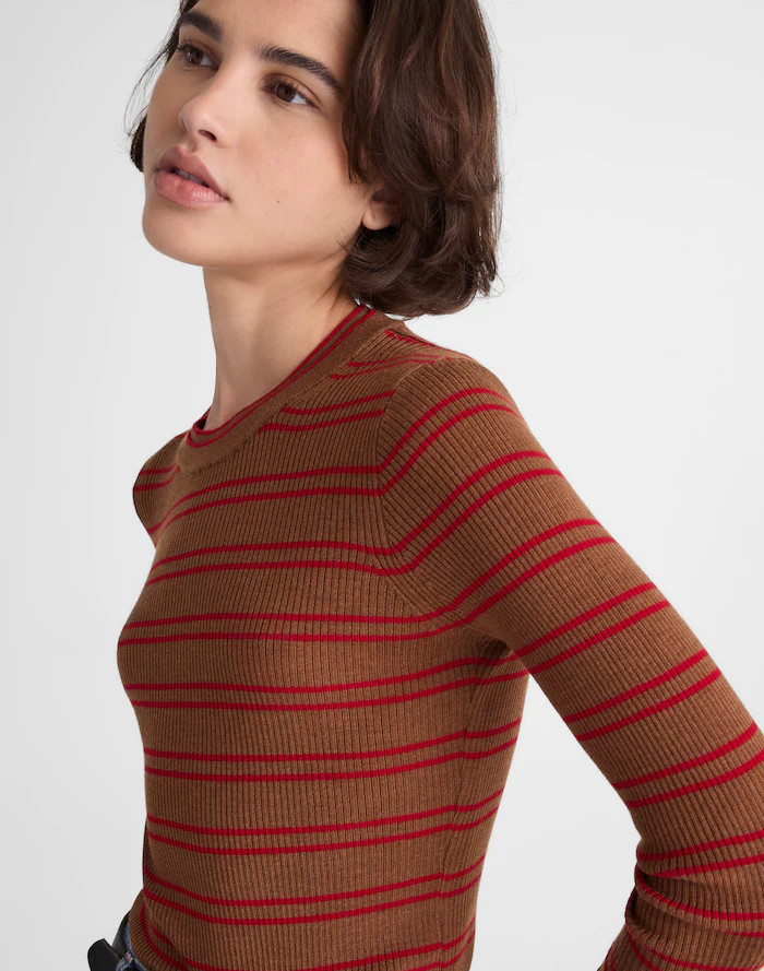 Double Layered Crewneck in Merino-Silk Blend | Madewell