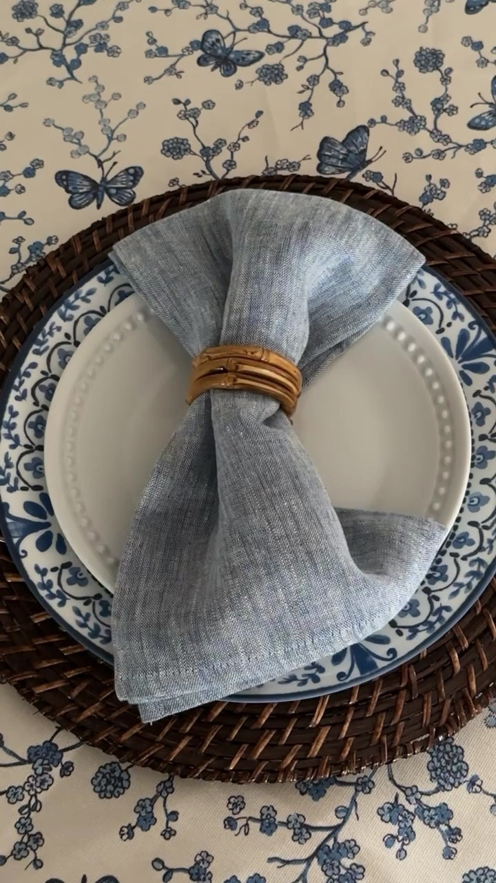 A blue and white tablescape. Everything is linked! 

#LTKHome