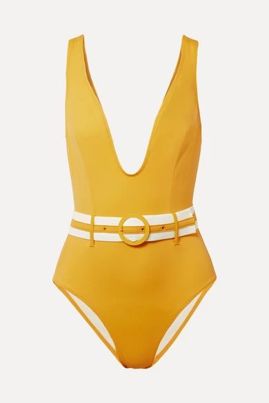 Solid & Striped - The Victoria Belted Swimsuit - Mustard | NET-A-PORTER (US)