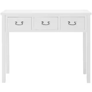 Cindy 40 in. 3-Drawer White Wood Console Table | The Home Depot