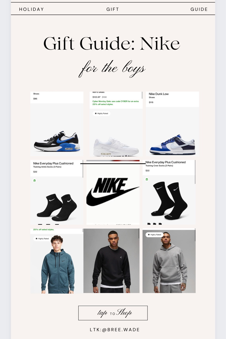 Gift Guide: Nike Edition

Don't know what to get your boyfriend, dad or brothers? Here's the perfect list

#LTKmens #LTKHoliday #LTKGiftGuide