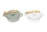 Creative Co-Op Stoneware Brie Bakers with Lids & Wood Spreaders, 7" Round, Set of 2 Colors | Amazon (US)
