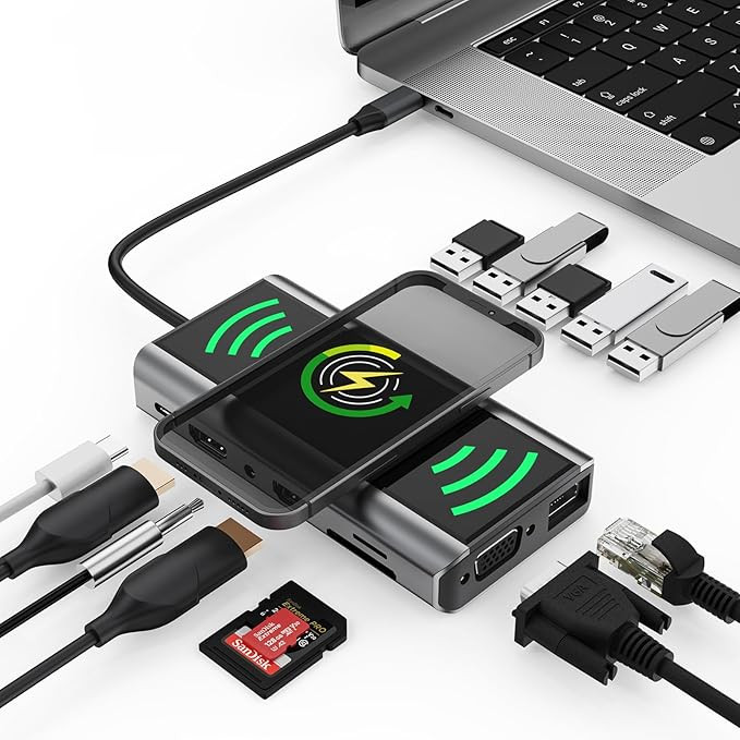 Kixuny USB C Docking Station Dual Monitor, 14-in-1 Triple Display Laptop Docking Station with Wir... | Amazon (US)