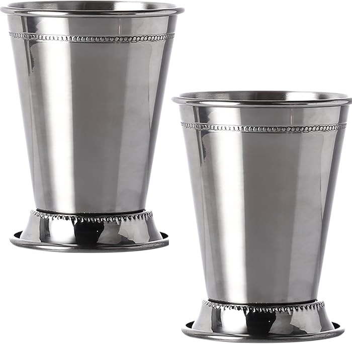 2 Pack Mint Julep Cups, 12 OZ Silver Julep Glasses, Classic Stainless Steel Cocktail Glasses with... | Amazon (US)
