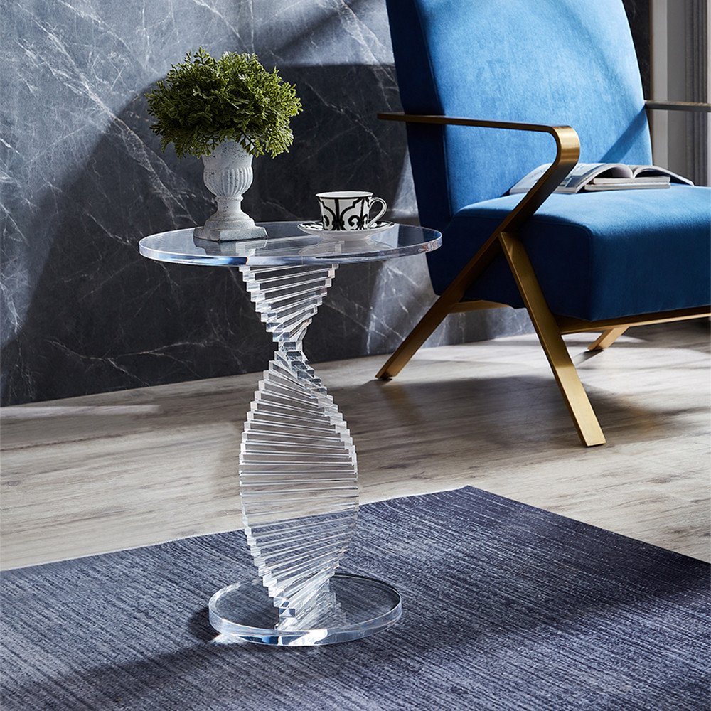 Contemporary Round Acrylic Side Table-Homary | Homary