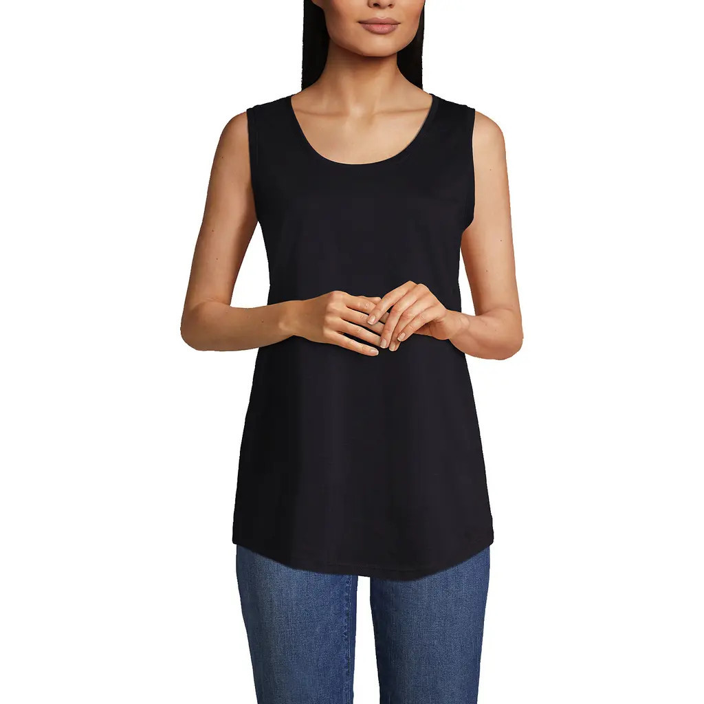 Lands' End Supima Cotton Tunic Tank Top in Black at Nordstrom, Size Small | Nordstrom