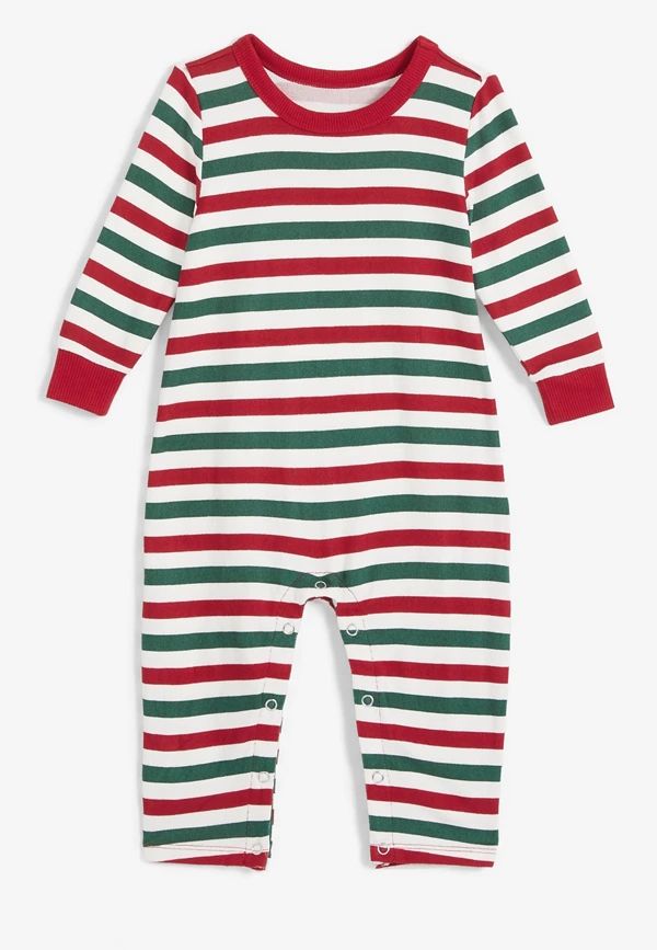 Infant Holiday Striped Family Pajama Onesie | Maurices