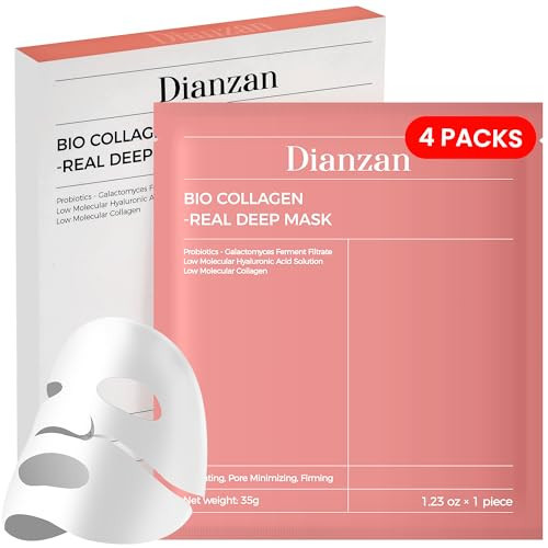 Dianzan Korean Overnight Bio-Collagen Mask, Deep Moisturizing, Firming, Glowing Glass Skin Mask, Brings Glass-Like Glow, Shrinks Pores, Diminishes Fine Lines, Gentle on Sensitive Skin, 35g x 4ea | Amazon (US)
