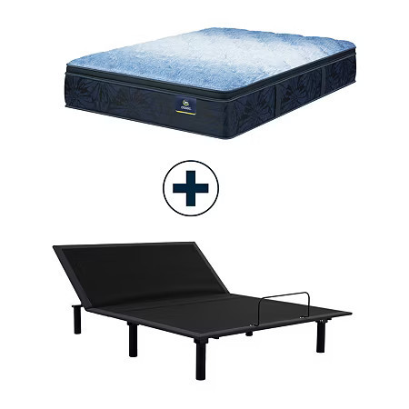 Serta Classic Exclusive 14.5" Plush Pillow Top - Mattress + Adustable Base, One Size, White | JCPenney