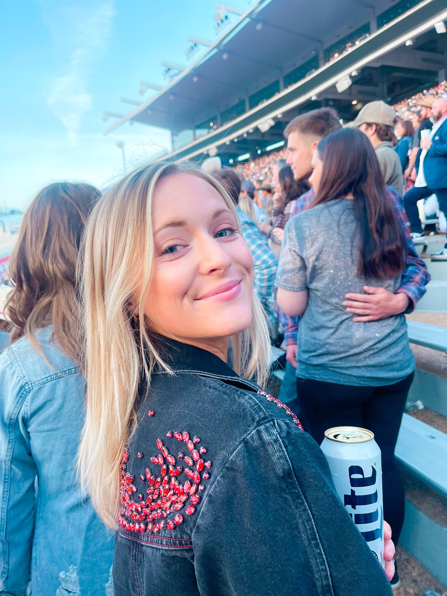 I love this We the Free (by Free People) denim rhinestone jacket to wear at Ole Miss ❤️So fitting that it’s called the Ruby Rebel jacket. This would be a fun option for Stagecoach, the Eras Tour (Reputation era), Stagecoach, or going out in the fall. Linking similar embellished denim jackets, too. 

#LTKstyletip