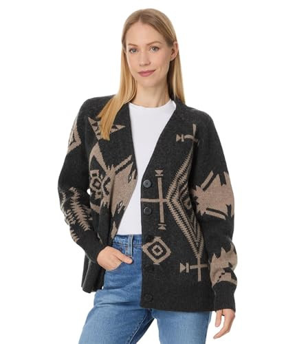 Pendleton Women's Oversized Graphic Cardigan, Black/Taupe | Amazon (US)