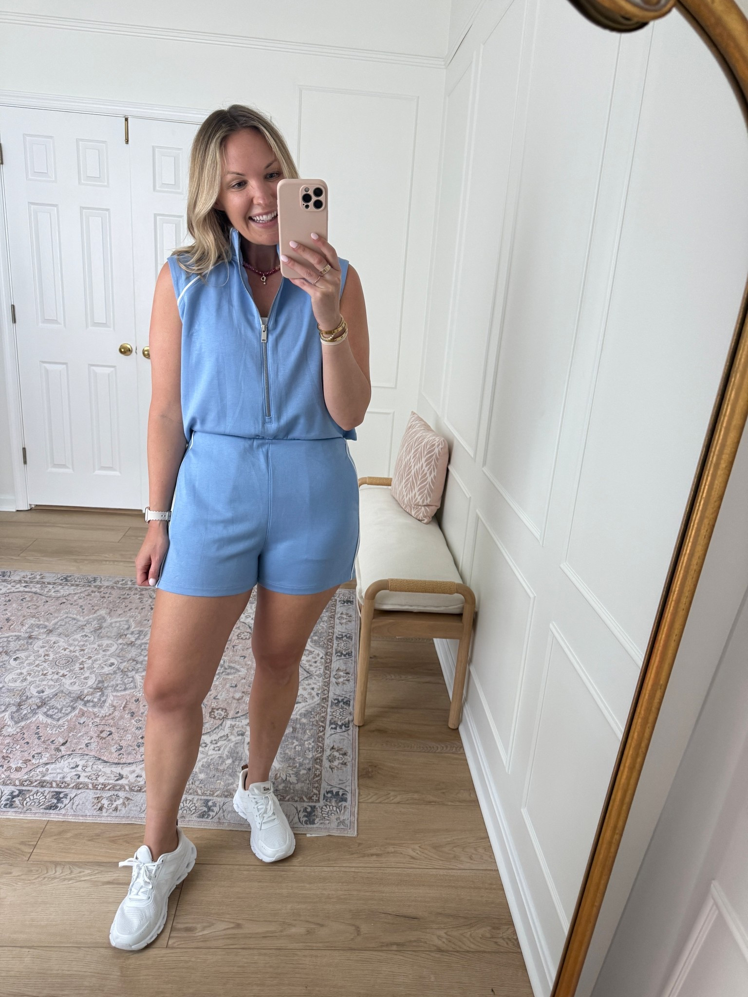 Activewear romper with a half zipper for easy bathroom access 🙌 love the material of this! Wearing a large 

#LTKMidsize #LTKActive #LTKmomlife