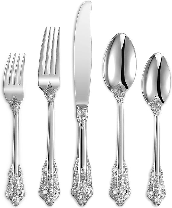 KEAWELL Luxury 20 Pieces 18/10 Stainless Steel Flatware set, Service for 4, silver plated with go... | Amazon (US)