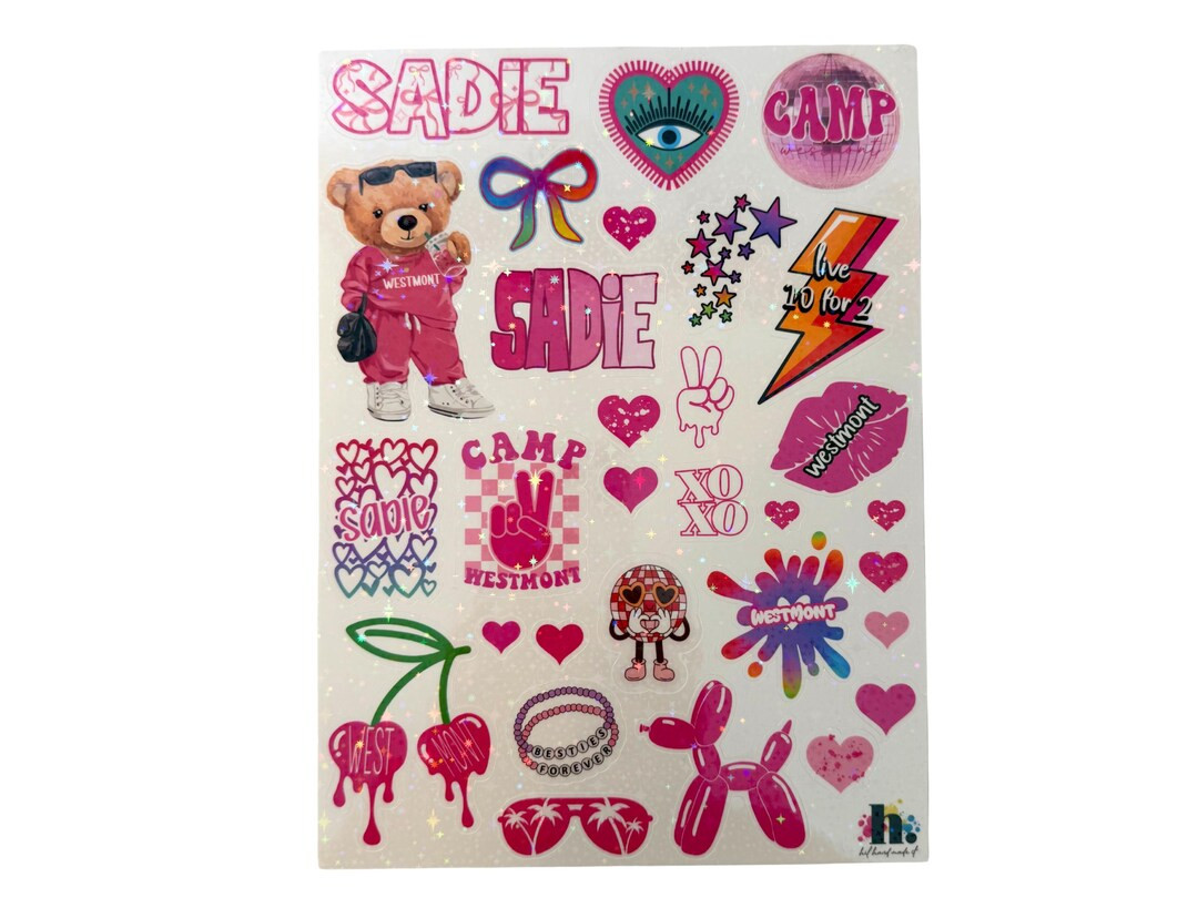 Custom Camp Sticker Sheet | Personalized w/ Camper's Name. Water Resistant, Trendy Kiss Cut Remov... | Etsy (Global)