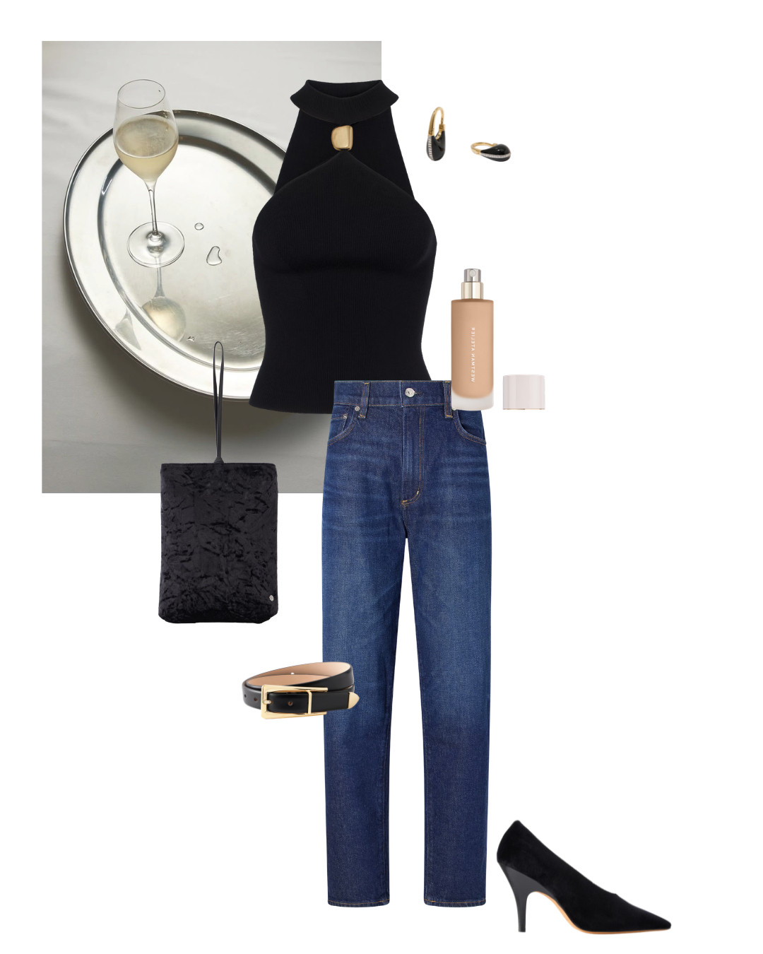 My Current Favourite Jeans 
| The Taper Jean Straight-Leg Jeans | Halter-neck Top | Westman Atelier Foundation | Velvet Clutch | Drop Hoops

#LTKuk #LTKsummer #LTKautumn
